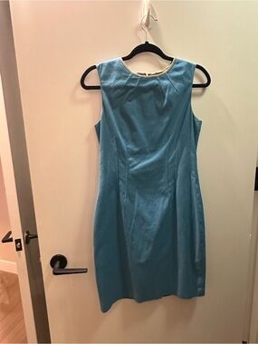 Elie Tahari Teal Sleeveless Midi Shift Dress